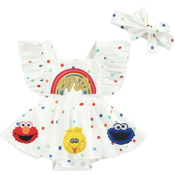 Boutique One Pieces | Elmo Dress Smash Birthday Outfit Cookie Monster Clothes Sesame Street Romper | Color: White | Size: Various | Massielcl's Closet Boutique One Pieces | Elmo Dress Smash Birthday Outfit Cookie Monster Clothes Sesame Street Romper | Color: White | Size: Various | Massielcl's Closet